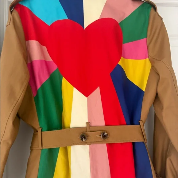 Boden Trench with Multicolor Heart and Stripes cheltenham trench 10 NWT - Picture 6 of 14
